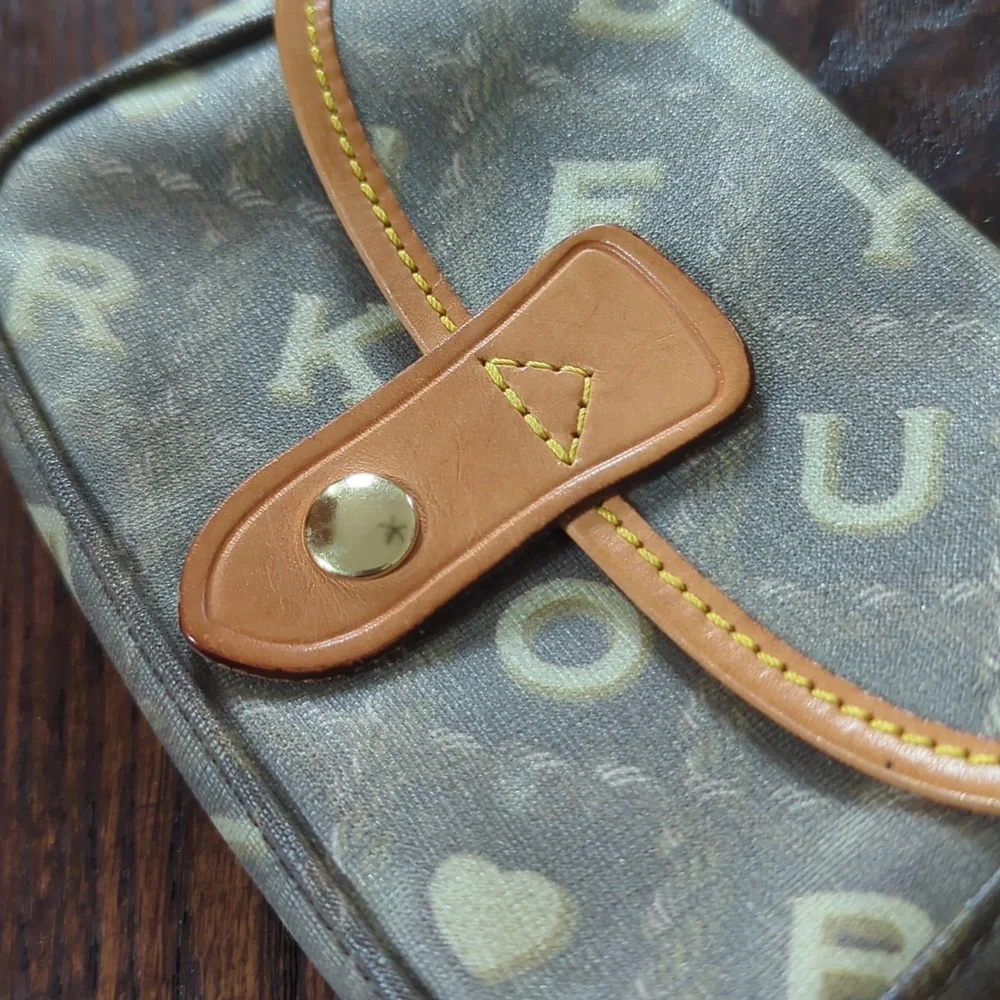 DOONEY & BOURKE I Coasted Canvas & Leather Logo Monogram Print Tiny Wristlet